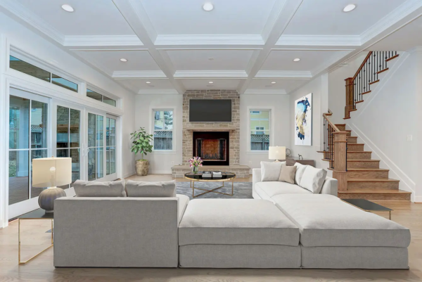 Living room of a custom home renovation