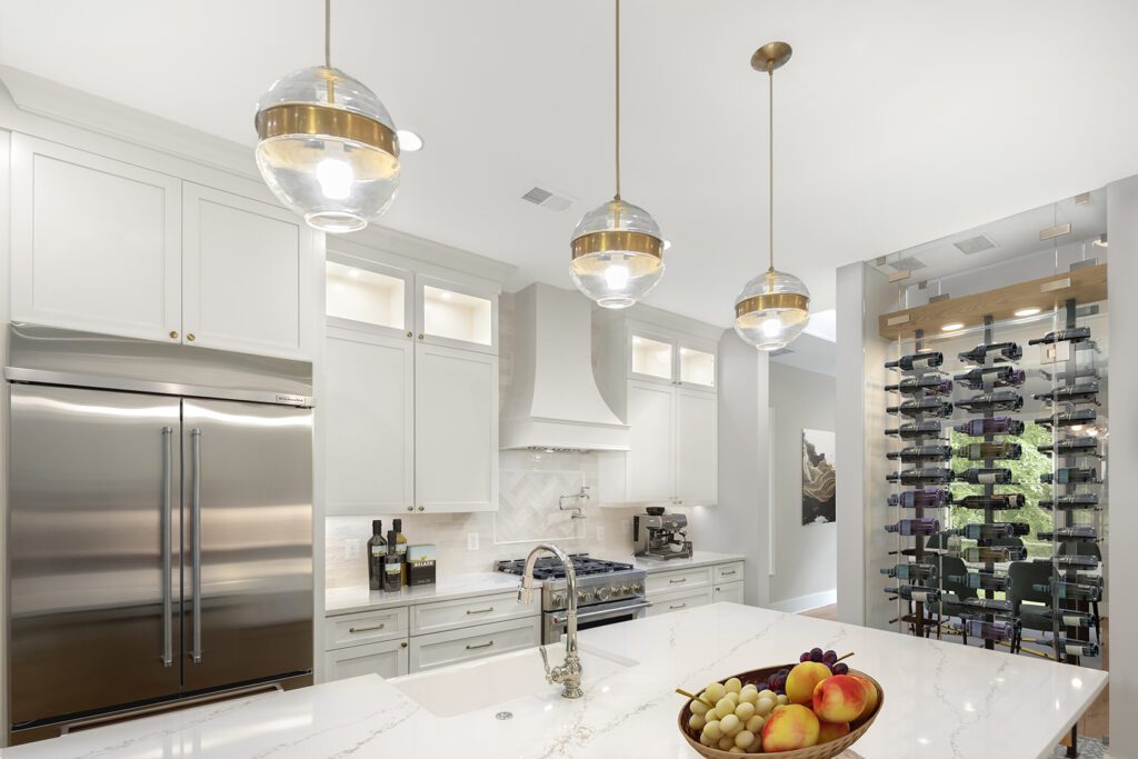 White kitchen in custom home in Crystal City