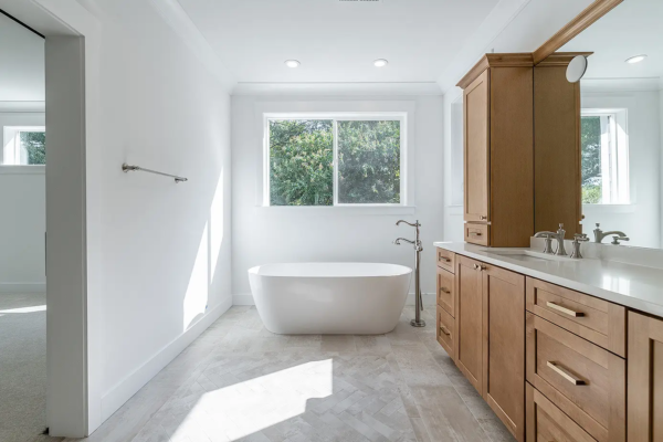 Bathroom renovation with soaker bath tub