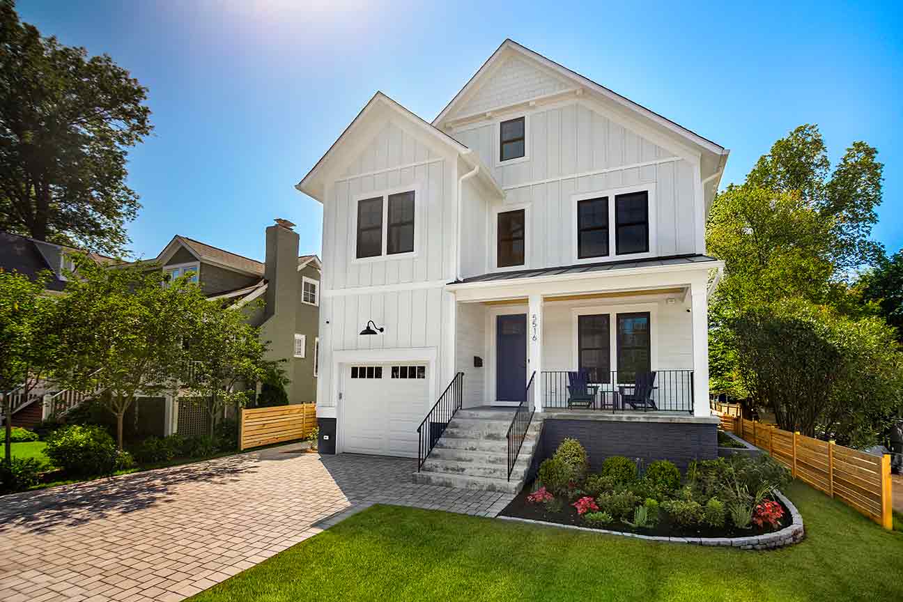 Exterior of Farmhouse Style Custom Home in Arlington VA