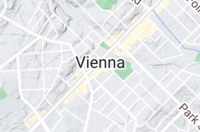 Map centered on city of Vienna Virginia